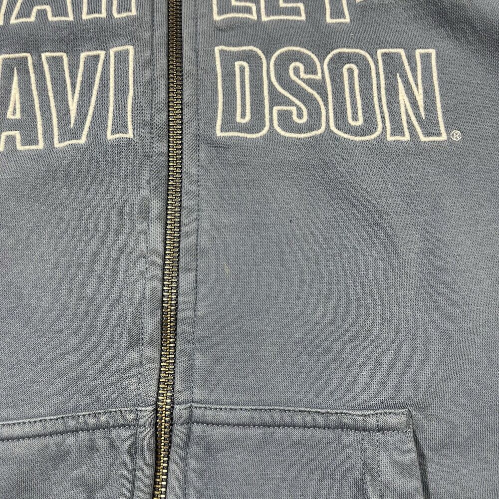 Harley Davidson Hoodie Womens Small Blue Full Zip Spell Out Sweatshirt Y2K - Picture 4 of 11